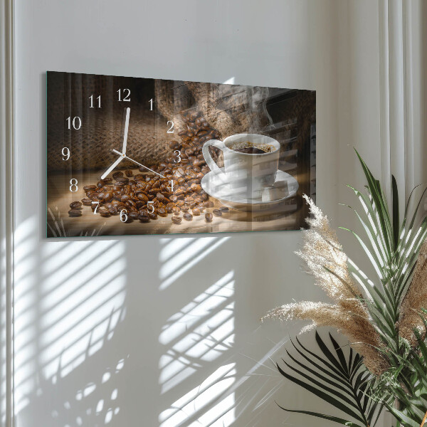 Glazen wandklok rechthoekig Koffie