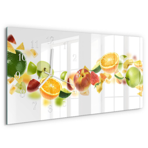 Glazen wandklok rechthoekig Fruitmix
