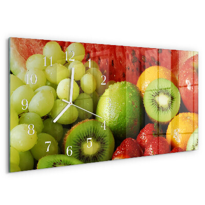 Glazen wandklok rechthoekig Fruit