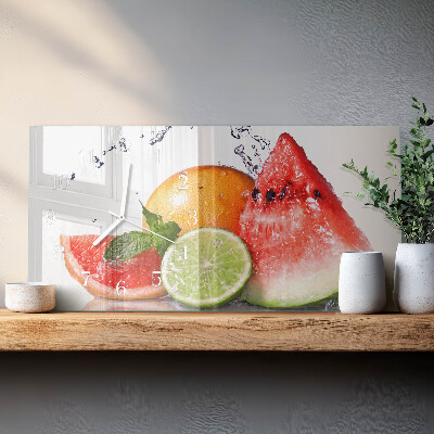 Glazen wandklok rechthoekig Sappig fruit