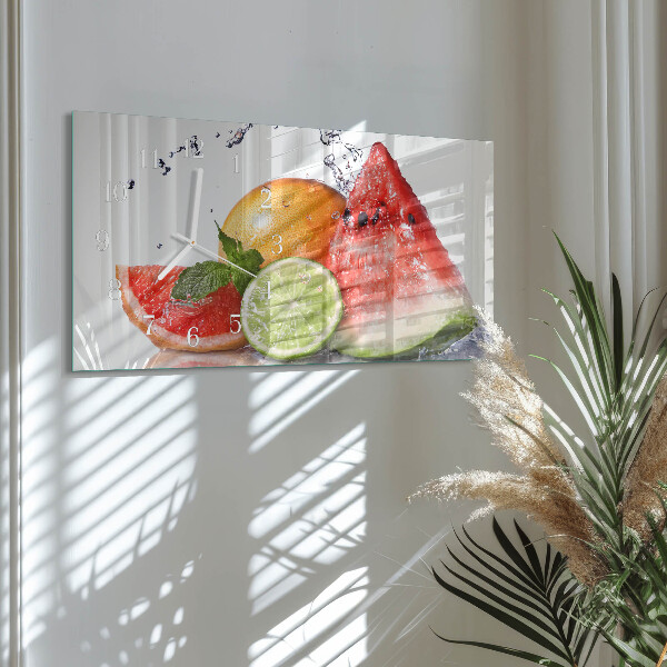 Glazen wandklok rechthoekig Sappig fruit