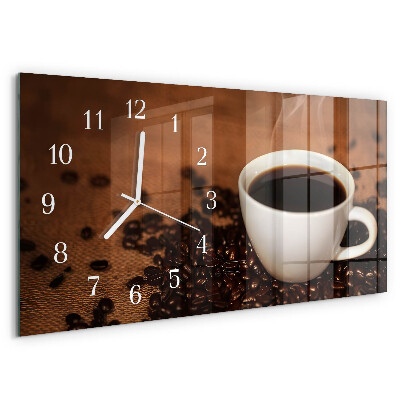 Glazen wandklok rechthoekig Warme koffie