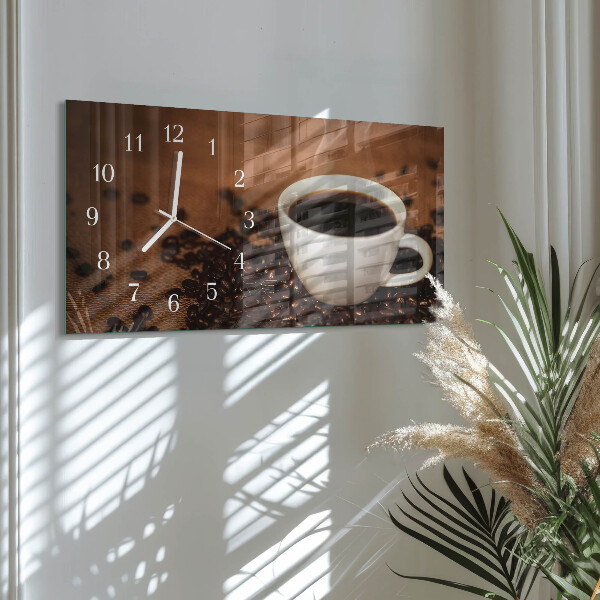 Glazen wandklok rechthoekig Warme koffie