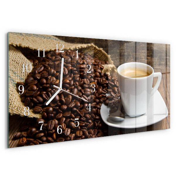 Glazen wandklok rechthoekig Koffie
