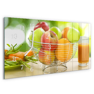 Glazen wandklok rechthoekig Fruit en sap