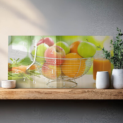 Glazen wandklok rechthoekig Fruit en sap