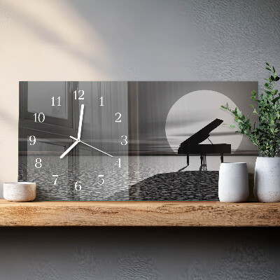 Glazen wandklok rechthoekig Piano