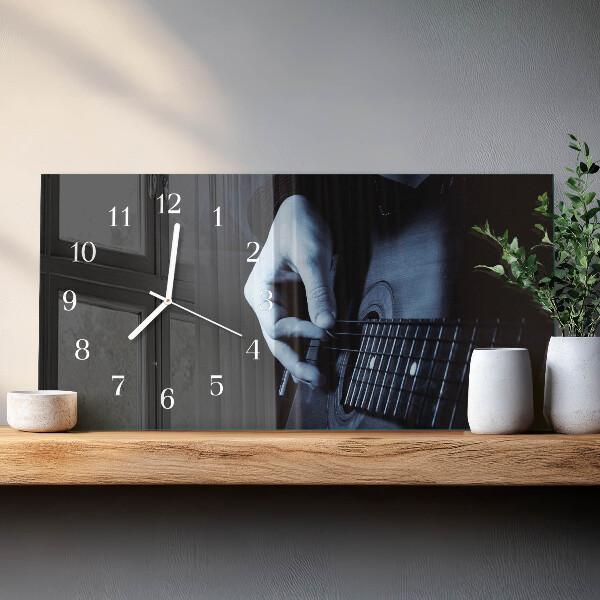 Glazen wandklok rechthoekig Gitarist