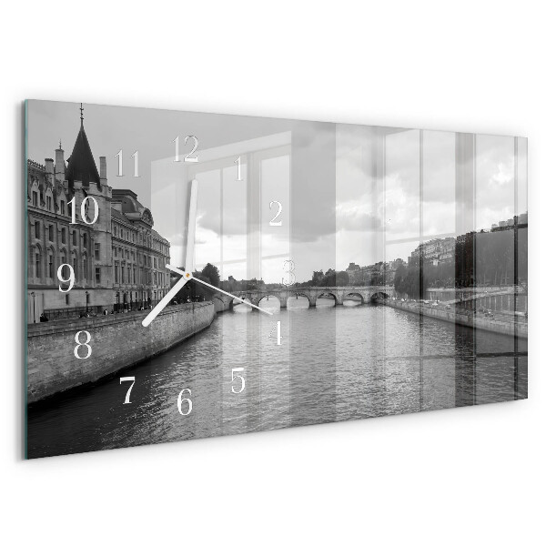 Glazen wandklok rechthoekig Bruggen van Parijs