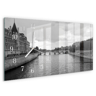 Glazen wandklok rechthoekig Bruggen van Parijs
