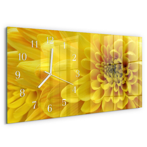 Glazen wandklok rechthoekig Chrysant