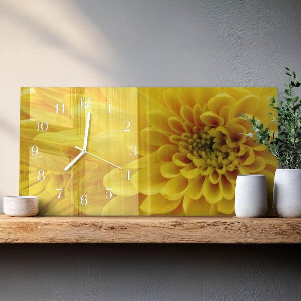 Glazen wandklok rechthoekig Chrysant