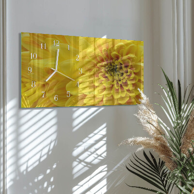 Glazen wandklok rechthoekig Chrysant