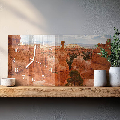 Glazen wandklok rechthoekig Bryce Canyon