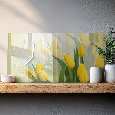 Glazen wandklok rechthoekig Tulpen
