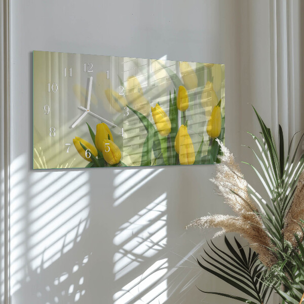 Glazen wandklok rechthoekig Tulpen