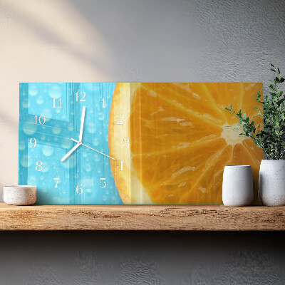 Glazen wandklok rechthoekig Oranje