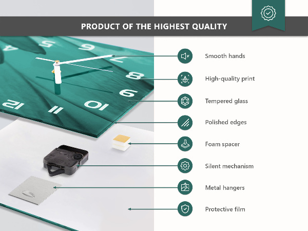 Glazen wandklok rechthoekig Frambozen