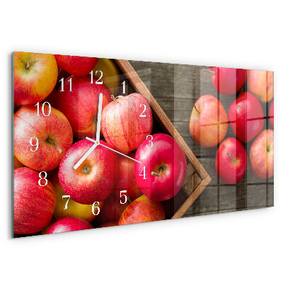 Glazen wandklok rechthoekig Appels