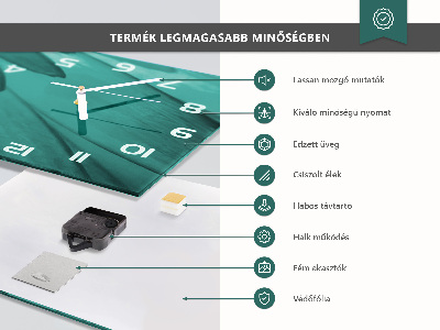 Glazen wandklok rechthoekig Paardebloem