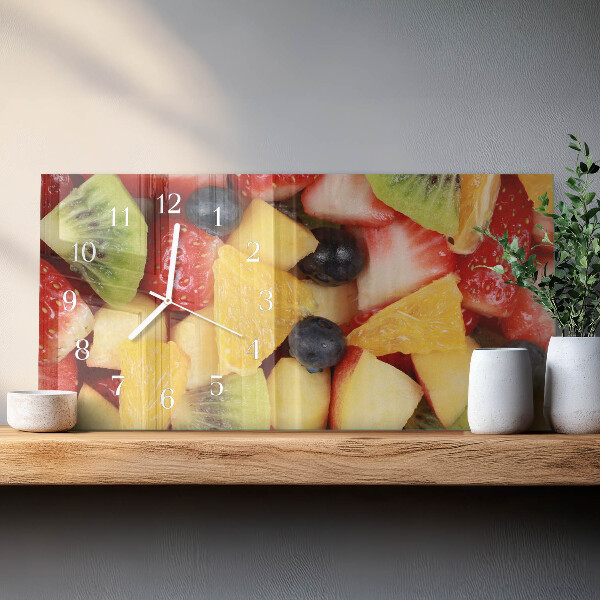 Glazen wandklok rechthoekig Fruitsalade