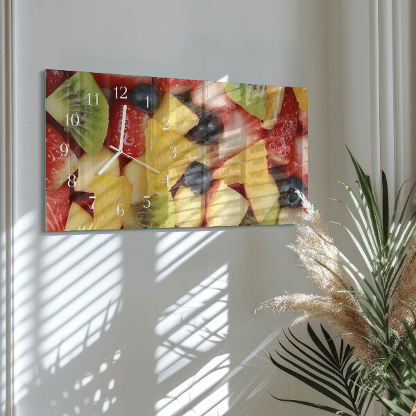 Glazen wandklok rechthoekig Fruitsalade