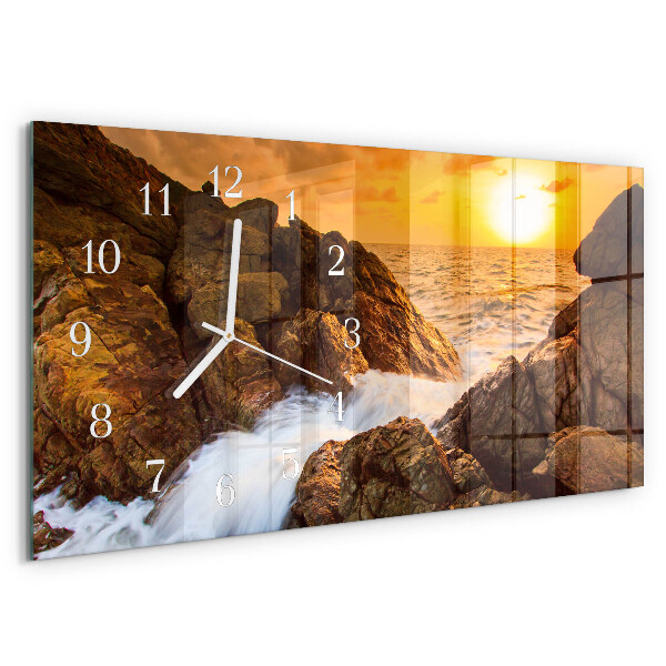 Glazen wandklok rechthoekig Zonsondergang