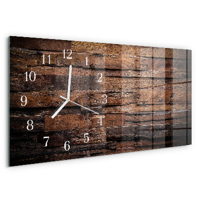 Glazen wandklok rechthoekig Hout