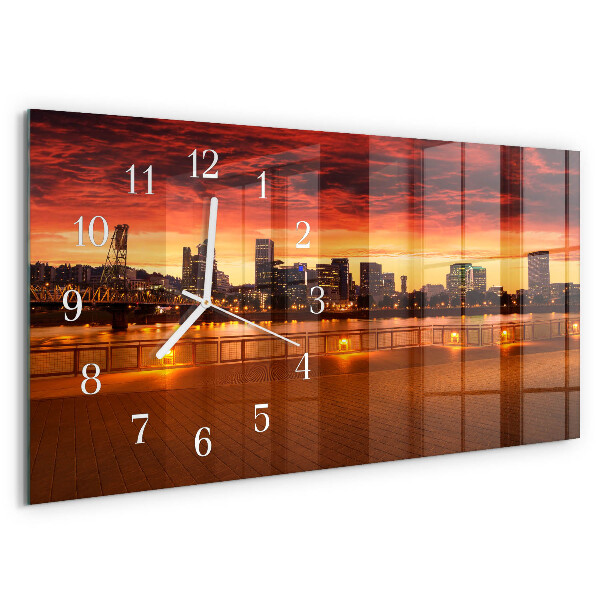 Glazen wandklok rechthoekig Zonsondergang