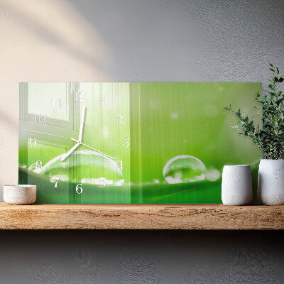 Glazen wandklok rechthoekig waterdruppels