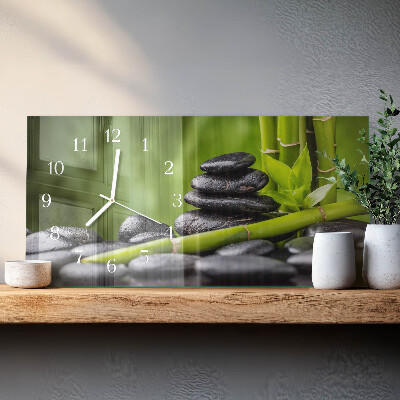 Glazen wandklok rechthoekig Zen-stenen