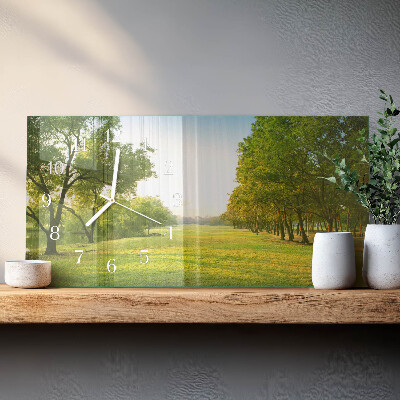 Glazen wandklok rechthoekig Het groen van de natuur