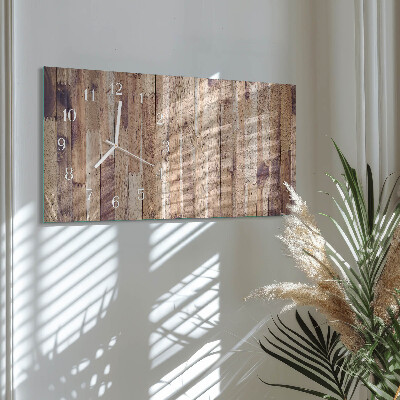 Glazen wandklok rechthoekig Houten planken