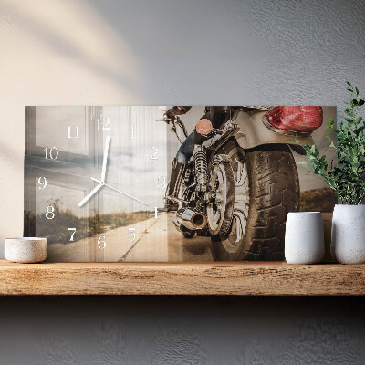 Glazen wandklok rechthoekig Motorfiets