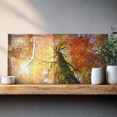Glazen wandklok rechthoekig Herfst