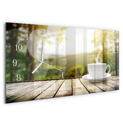 Glazen wandklok rechthoekig Koffie
