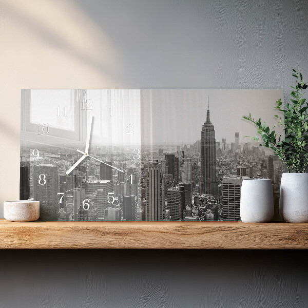 Glazen wandklok rechthoekig New York
