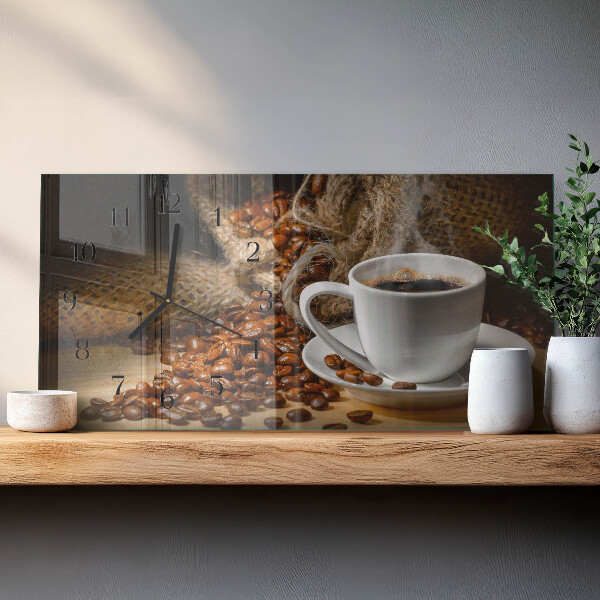 Glazen klok horizontaal Koffie
