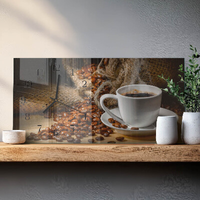 Glazen klok horizontaal Koffie
