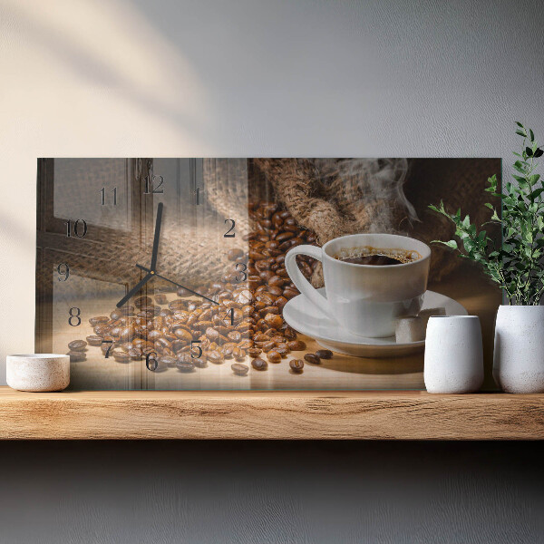 Glazen klok horizontaal Koffie