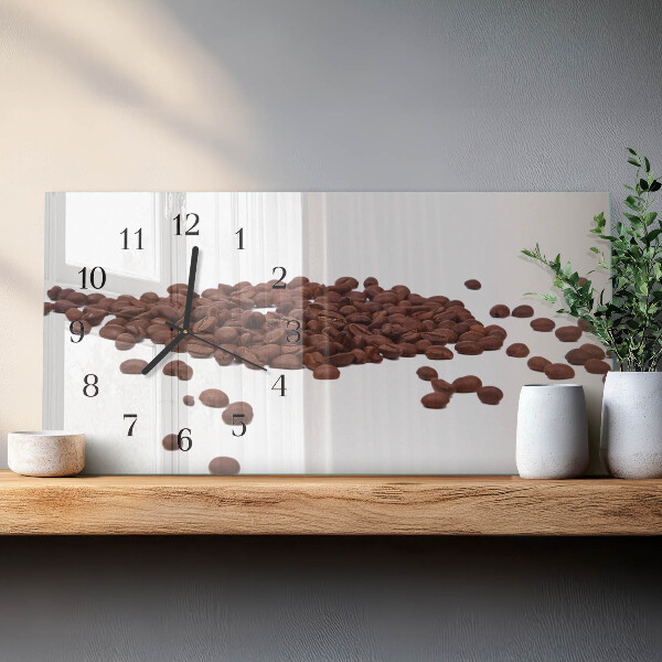 Glazen klok horizontaal Koffiebonen