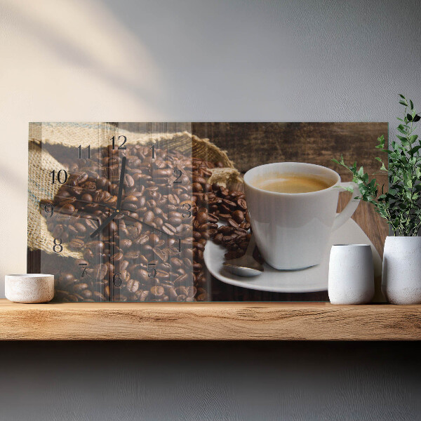 Glazen klok horizontaal Koffie