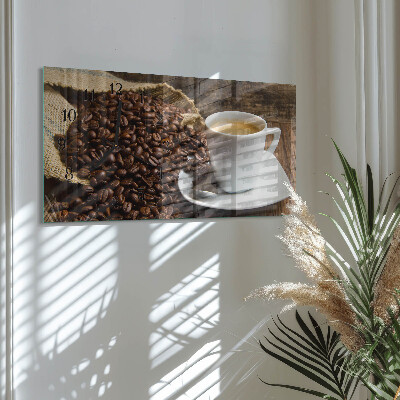 Glazen klok horizontaal Koffie
