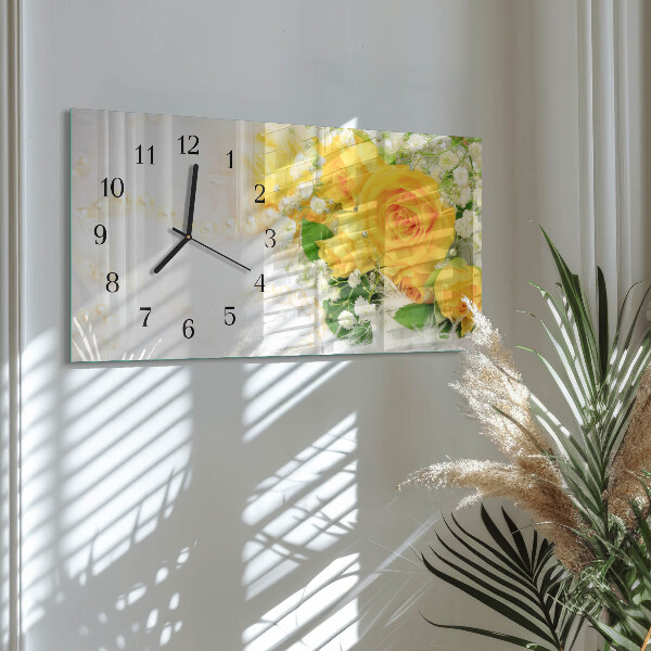 Glazen klok horizontaal Bloemen
