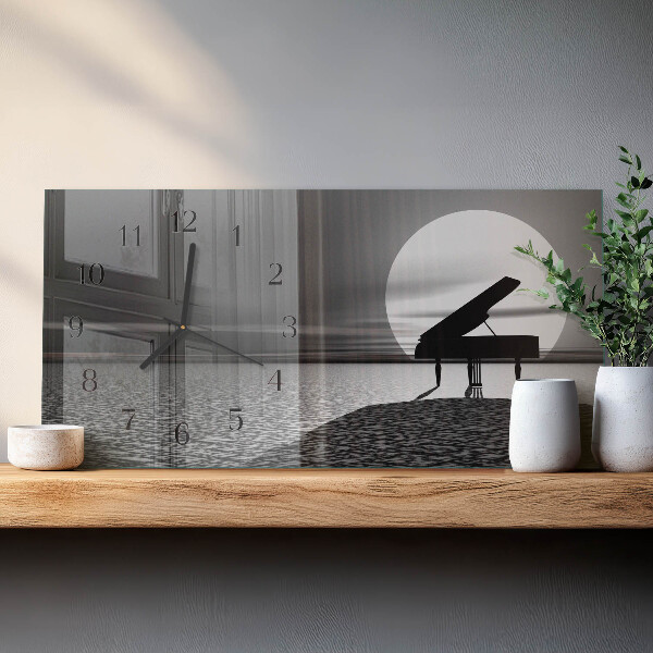 Glazen klok horizontaal Piano