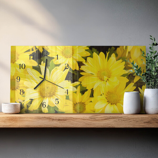 Glazen klok horizontaal Gele bloemen