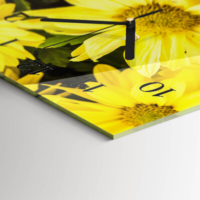 Glazen klok horizontaal Gele bloemen