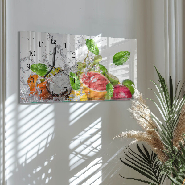 Glazen klok horizontaal Fruit op het water