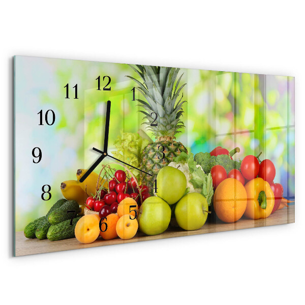 Glazen klok horizontaal Fruit en groenten