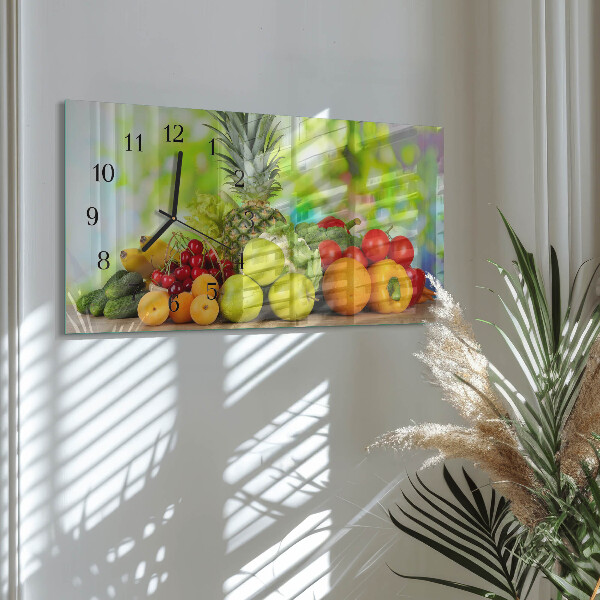 Glazen klok horizontaal Fruit en groenten